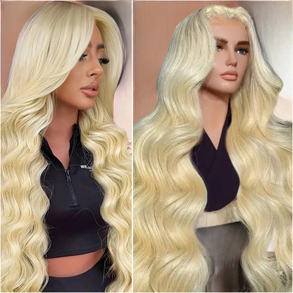 34 36 Inches 613 Body Wave Blonde 13x6 Hd Transparent Lace Frontal 100% Human Hair Wig Brazilian Color For Women 180% Density