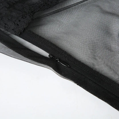 Shestyle Lace Transparent Mini Dress Sexy Women Wrapping Spaghetti Embroidery Flower Sheath Nightwear Club Mesh Wave Fantacy