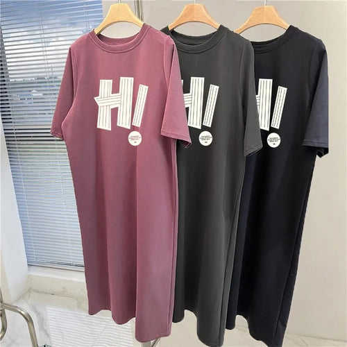 Korean Casual Loose Short Sleeved Dress Women's Summer New Plus Size Pullover Dress