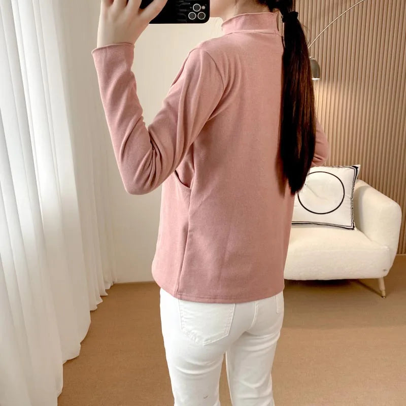 Pregnant Woman Fall/Winter Clothes Warm Solid Color Long Sleeve Maternity Lactation Tops Breastfeeding Knitwear Nursing Tops