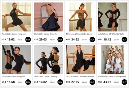 Black Latin Dance Dress for Women Professional Sexy Chacha Dance Competition Dress Adult Party Dresses Stage Outfit 2025 New