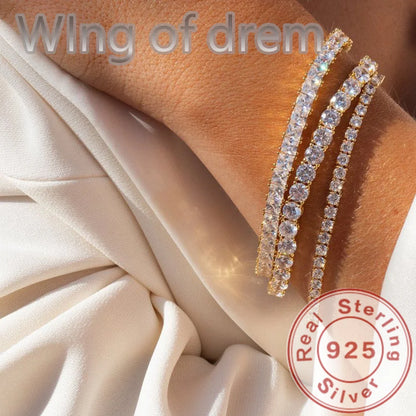 Dazzling 925 Sterling Silver Tennis Bracelet Rose Gold Shining Cubic Zirconia Bracelet Wedding Jewelry Gift