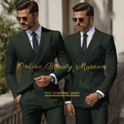 Formal Elegant Stylish Ivory Double Breasted 2 Piece Wedding Suits for Men, Classic Tuxedo Bespoke For Groom Prom Party Dress