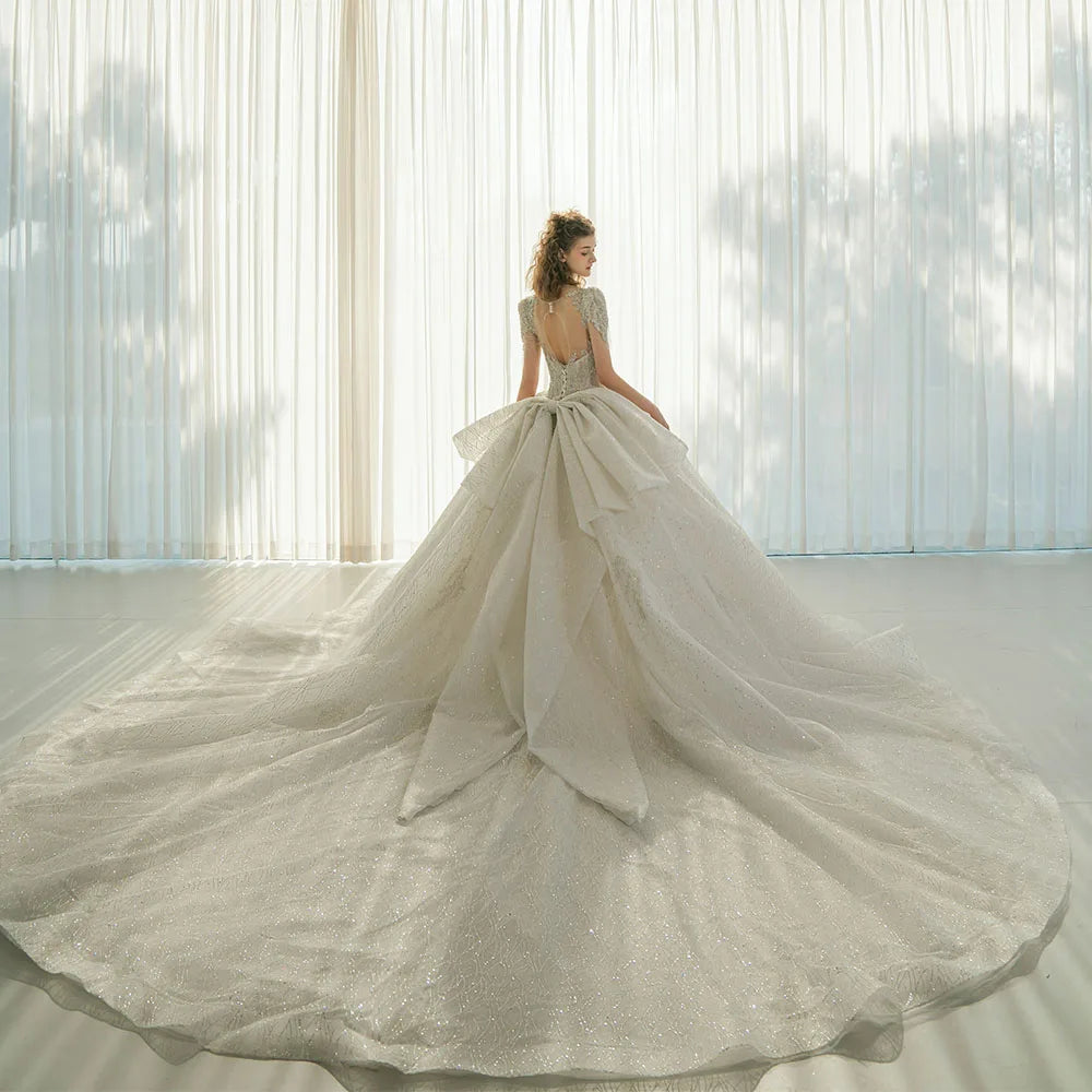 Wedding Dress New Bride Lace Up Plus Size Short Sleeves Customized High-quality Vestidos De Novia Princess Dresses Ball Gowns