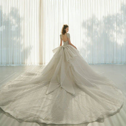 Wedding Dress New Bride Lace Up Plus Size Short Sleeves Customized High-quality Vestidos De Novia Princess Dresses Ball Gowns