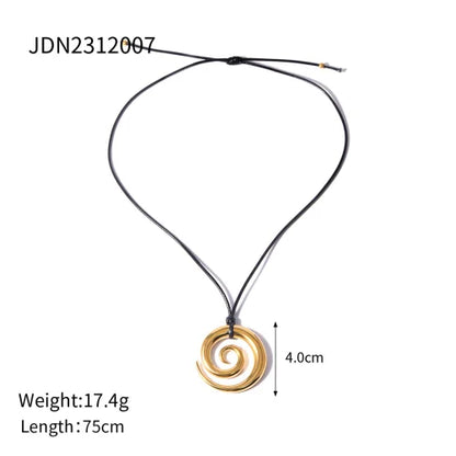 Youthway Trendy Stainless Steel Waterproof Irregular Geometric Metal Wax Rope Necklace Gold Silver For Women Jewelry Gift