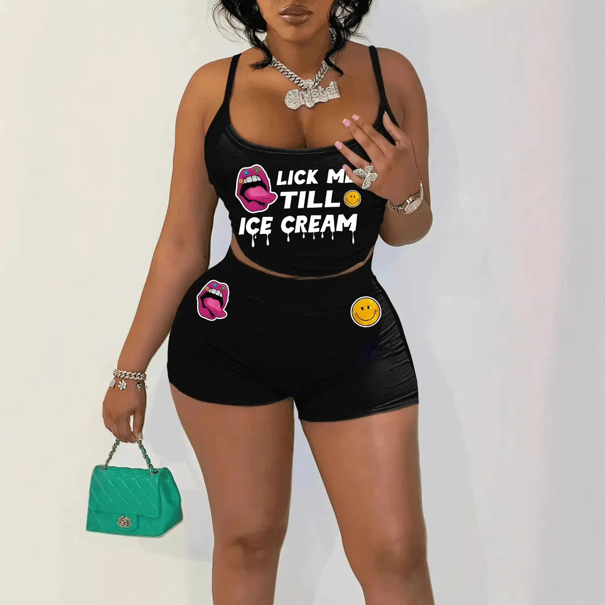 Sexy Spaghetti Strap Crop Tops And Short 2 Piece Sets Woman Outfit 2026 Summer Sexy Sport Casual Two Piece Set Women Short Sets