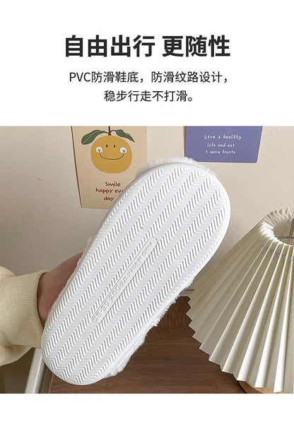 Bear Plush Slippers For Women Men Fashion Kawaii Fluffy Winter Warm Slippers Lovers Cartoon Teddy Bear House Shoes TG03