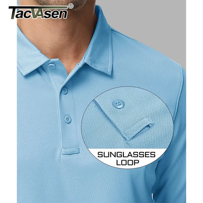 TACVASEN Men Outdoor T-shirts Work Polos Summer Quick Dry T-shirts Long Sleeve Lightweight Golf T-shirts Tee Tops