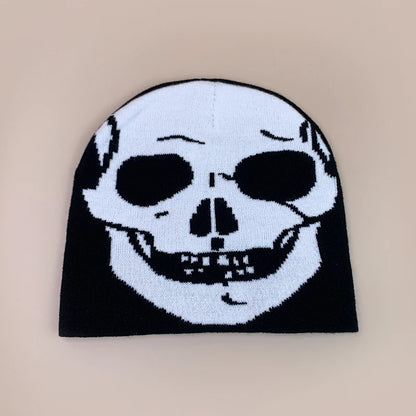 Personal Punk Skull Demon Knitted Hats Autumn and Winter Unisex Dark Series Warm Street Versatile Niche Fashion Hip Hop Beanies