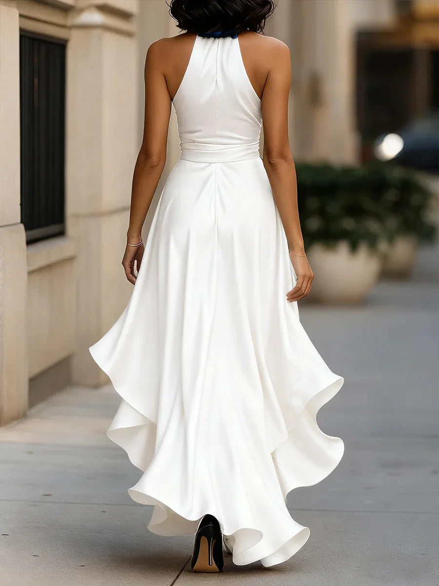 Sexy Sleeveles Maxi Party Dress Woman 2026 Summer Satin Ruffles Hollow Out Off The Shoulder Long Dresses Elegant