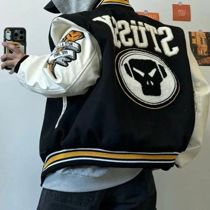 New Fashion Letter Pattern Flocking Embroidery Casual Jacket Women Y2K College Hip Hop Popular Couple Sport Baseball Uniform Top