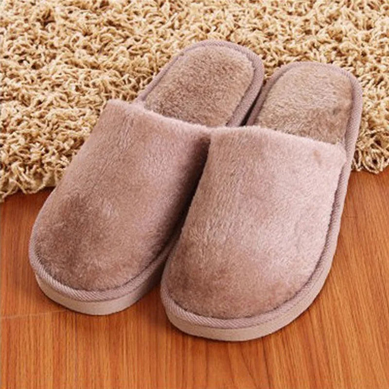 Soft Plush Cotton Slippers Shoes Autumn Winter Couple Unisex Non-Slip Floor Indoor Home Furry Slippers Women Shoes For Bedroom