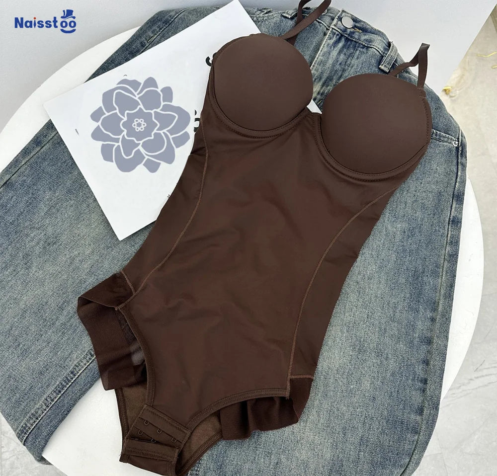 Naisstoo Women Shapewear Bodysuit for Tummy Control Seamless Body Shaper Thong Jumpsuit Bras