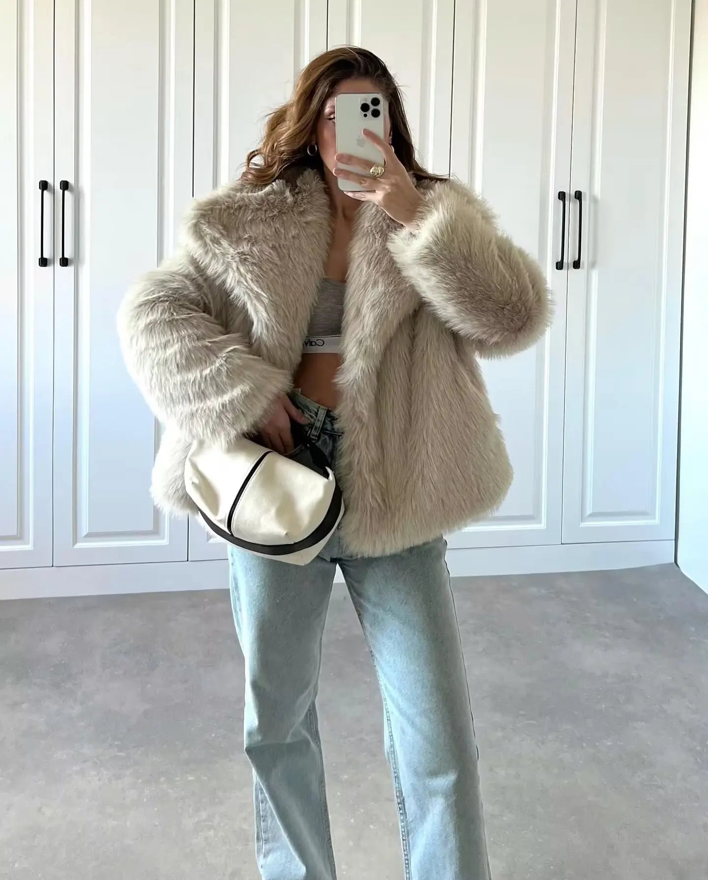 HXAO Winter Faux Fur Coat 2024 Woman New in coats Autumn Fur Plush Fluffy Jacket Warm Red Gray Black White Fur Coat Outerwears