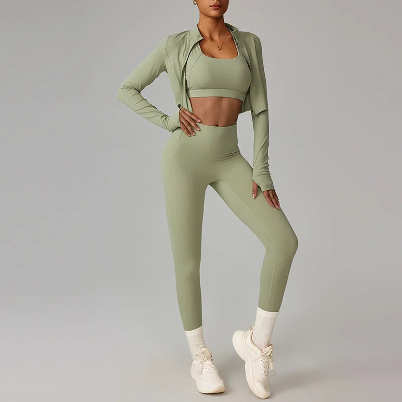 Seamless 3-Piece Activewear - Women's Fitness Set, Sin Costuras, Quick Dry, Yoga & Aire Libre