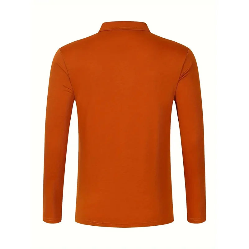 Spring and Autumn Men's Polo Shirt Lapel Pocket T-shirt Men's Business Casual Long sleeved European and American Plus Size