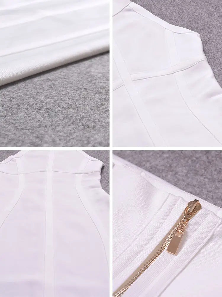 BEAUKEY 2026 Sexy Women White Turtleneck Bandage Dress Tank Runway Elastic Dress Party Black Bodycon Vestidos