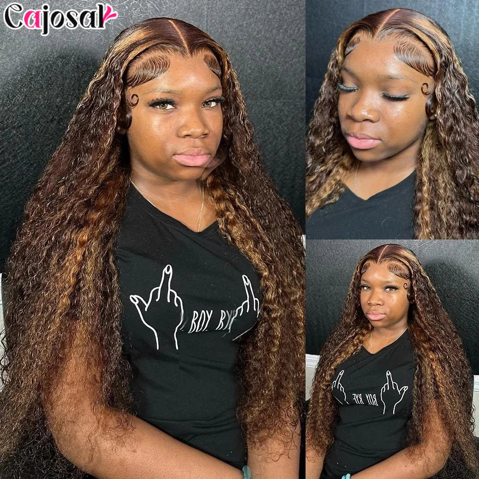 16 36 Inch Highlight Ombre Hd Lace Frontal Wig Curly Human Hair Wigs 4/27 Colored 13x4 13x6 Deep Wave Curly 4x4 Lace Closure Wig