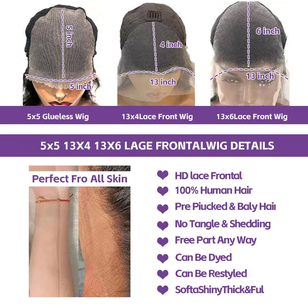 30 Inch 13x6 Straight Lace Front Wigs Human Hair 200% Density HD Lace Front Wigs Human Hair Pre Plucked Glueless Straight Wig