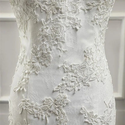 Vestidos Para Mujer Elegantes Para Boda New Strapless Slimming Fishtail Sweet Lace French Light Luxury Bride Light Wedding Dress