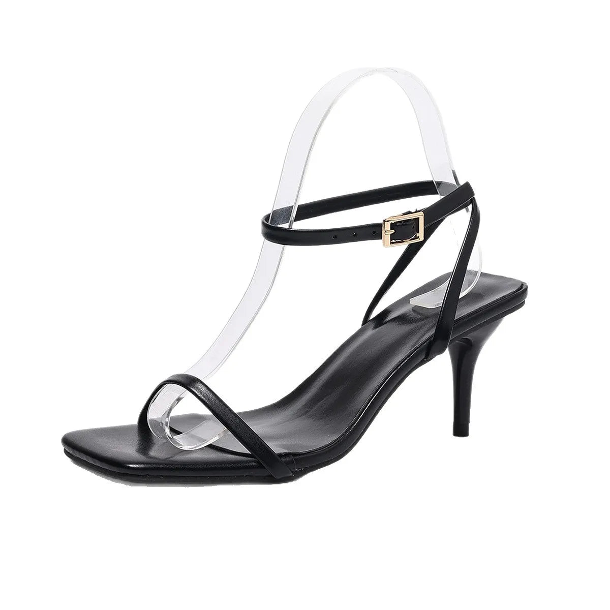 Black Ankle Strap Designer Heeled Sandals 2025 Summer Fashion Open Toe Thin High Heels Wedding Banquet Shoes Women Sandalias