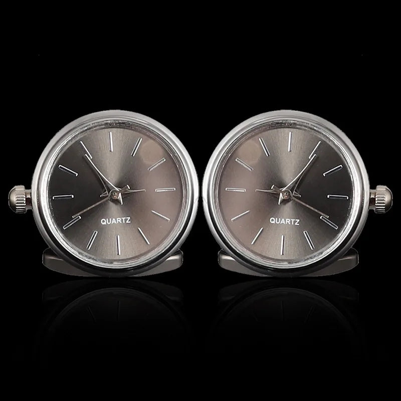 Luxury Cufflinks Watch Rotatable Electronic Functional Buckle Business Mens Cufflinks Gold Slivery Mechanical Watch Cuff Links
