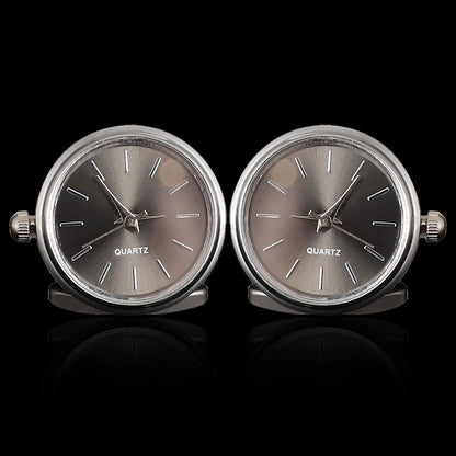 Luxury Cufflinks Watch Rotatable Electronic Functional Buckle Business Mens Cufflinks Gold Slivery Mechanical Watch Cuff Links