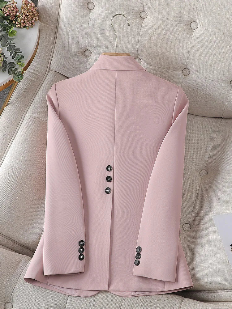 Fashion Women Casual Blazer Ladies Pink Black Blue Coffee Long Sleeve Single Button Female Jacket For Autumn Winter