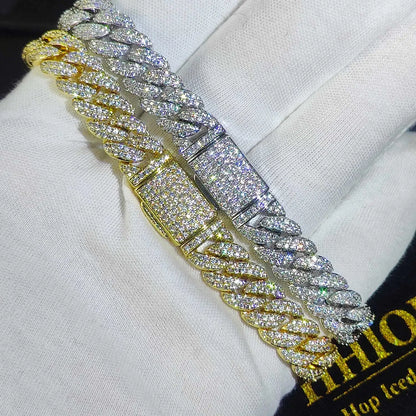 Luxury Jewelry Bling CZ Cuban Link Bracelet Two Row Zircon Copper Miami Cuban Bracelet Iced Out Hip Hop Men Women