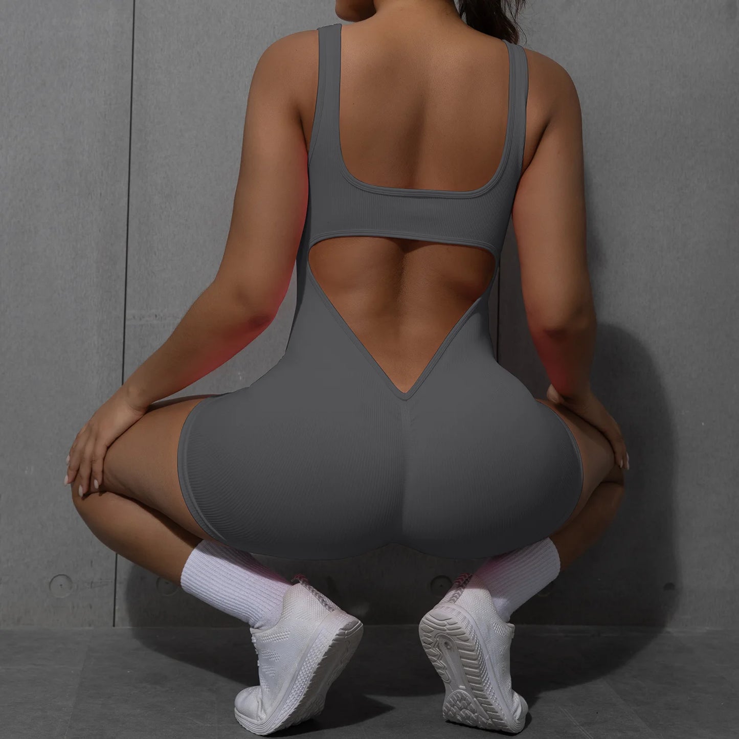 Sexy Backless Jumpsuits Women Sports Fitness Summer Fashion New Rompers Slim Casual Hollow Out Back Gym Bodysuit