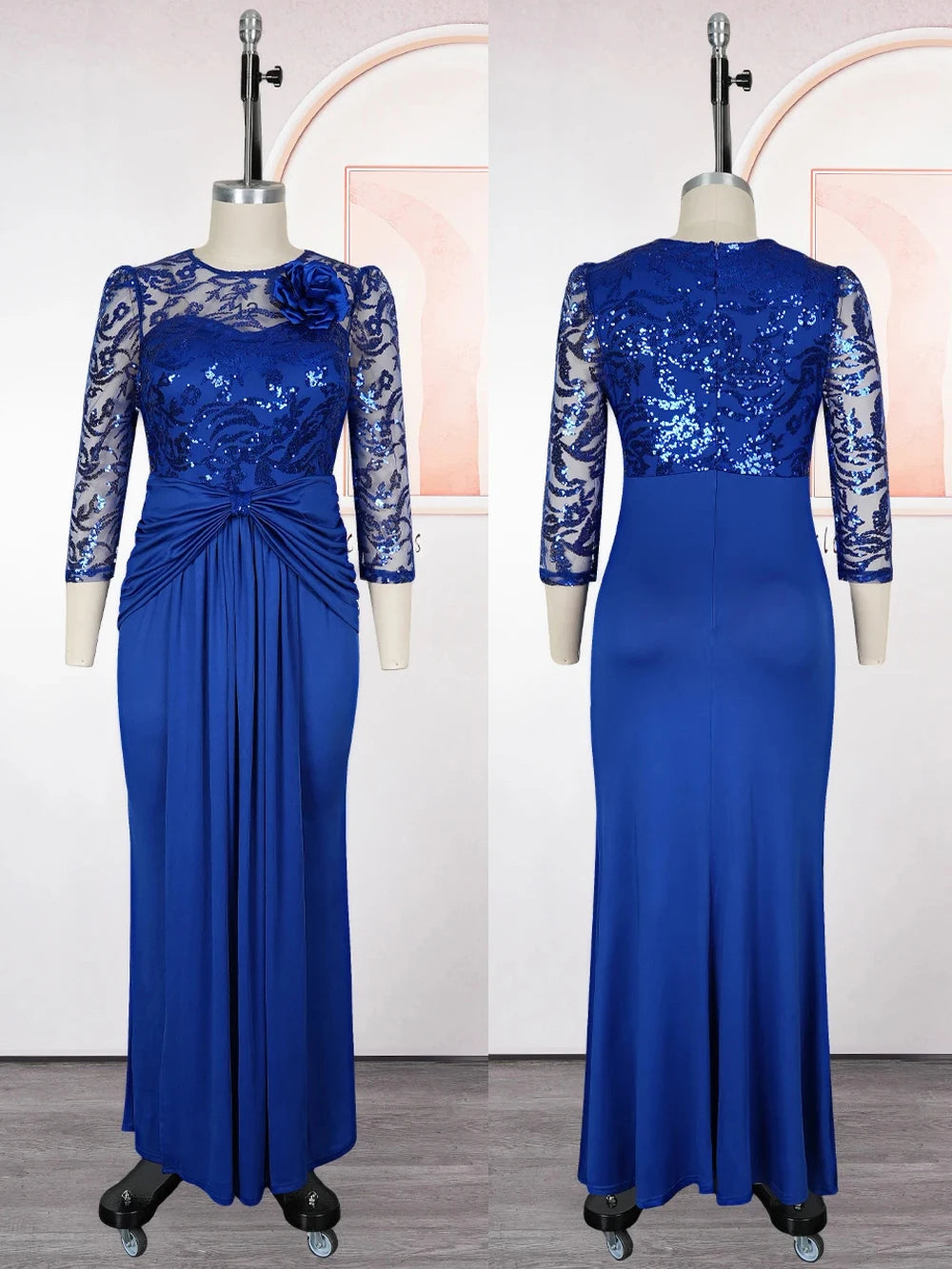 Elegant Women Luxury Party Dresses Sequin Pleated Mermaid Gown Wedding Prom Birthday Dinner Long Dress Ladies Africa Clothing