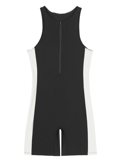 Summer Men One-piece Swimwear Swimsuit Sleeveless Front Zipper Swimming Shorts Bodysuit Triathlon Wetsuit Bathing Suit Beachwear