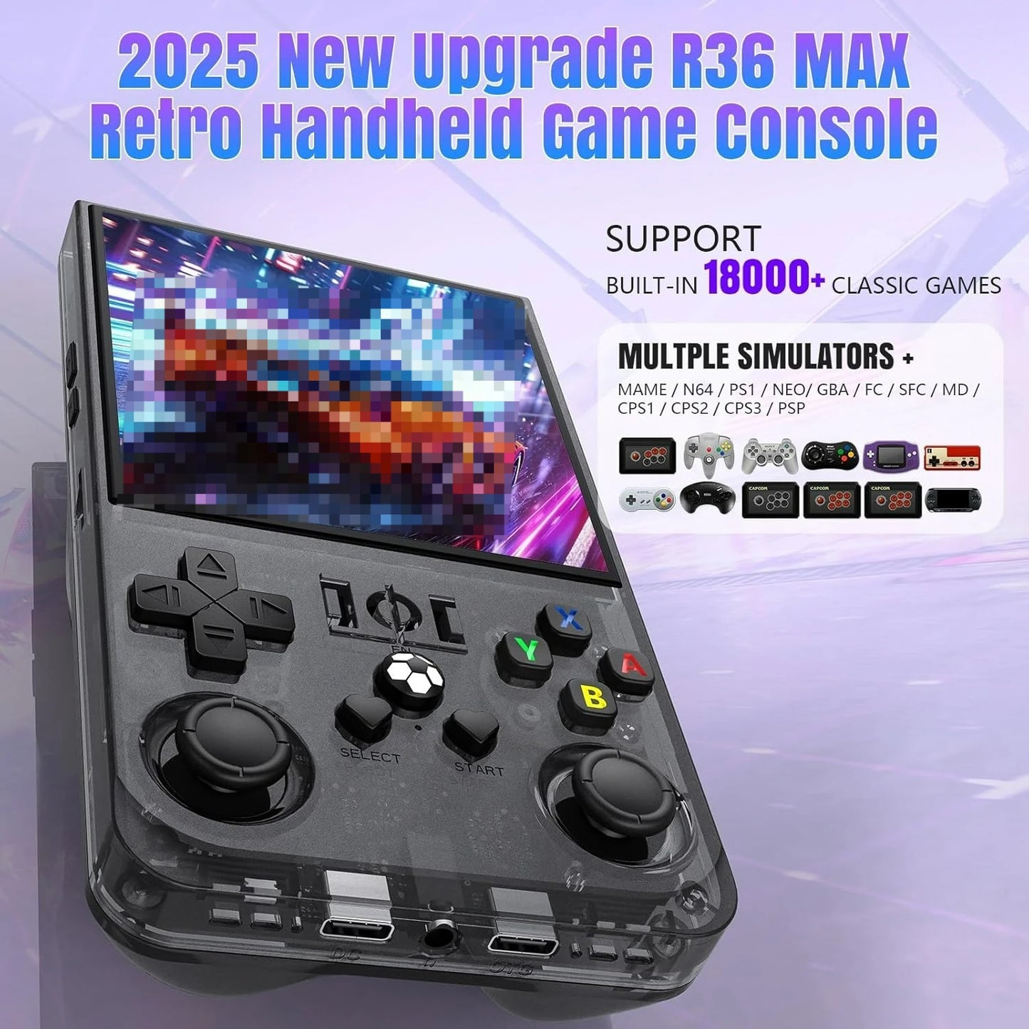 R36MAX Retro Handheld Game 4.0 Inch IPS Screen Console 64GB Portable Pocket Video Player For Children Gifts