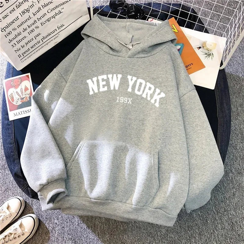 Mannen Vrouwen New York 199X City Hoodies Mode Brief Bedrukt Grafische Sweatshirts Losse Casual Harajuku Capuchon Sportkleding