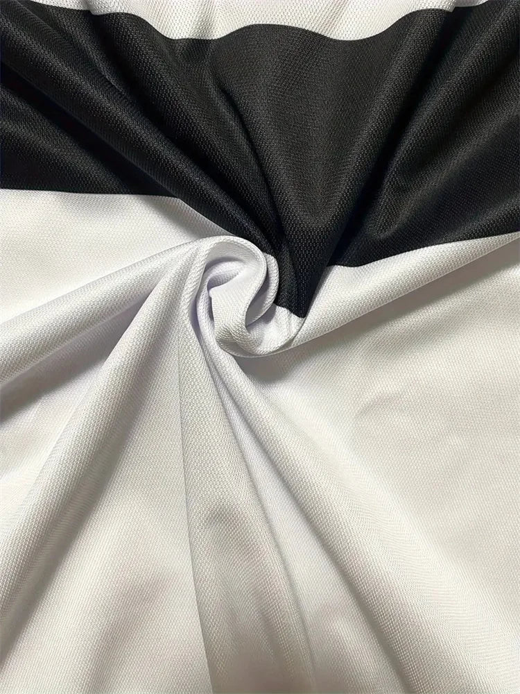 Men's Casual Polo Shirt Fashion Stitching Line Design Slight Stretch Comfortable Fabric Plus Size Men's Lapel Short Sleeves Top