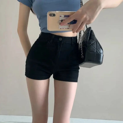 Ripped Raw Denim Shorts For Women Fashion A-line Hem Female Summer Hot Pants Streetwear Blue Clothing Skinny Sexy Retro Leisure