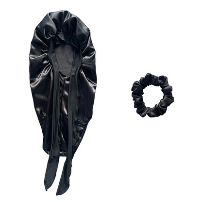 Women Bonnet Satin Sleeping Hat Long Tail Braid Hair Night Sleep Cap Head Cover Bonnets Shower Caps for Sauna Bathing Bonnet