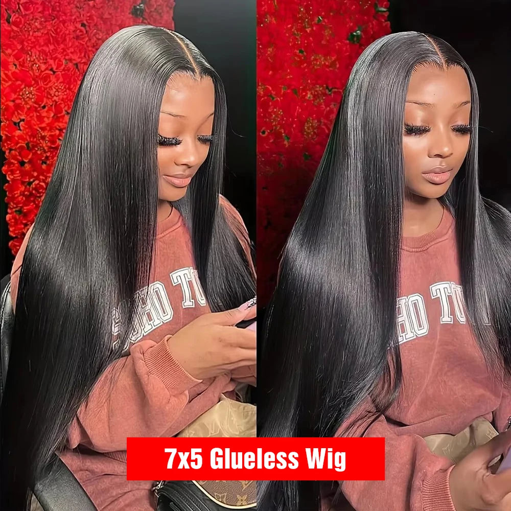 Pre Cut Glueless Wig Human Hair 13x6 HD Lace Frontal Wig Straight 7x5 HD Lace Closure Wigs For Women Preplucked 250% 36 40 Inch