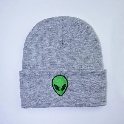 Knitted Beanies Hats Lovely Alien Ghost Skull Embroidery Cap for Autumn Winter Men Cap Warm Melon Cap Street Head Women Gifts