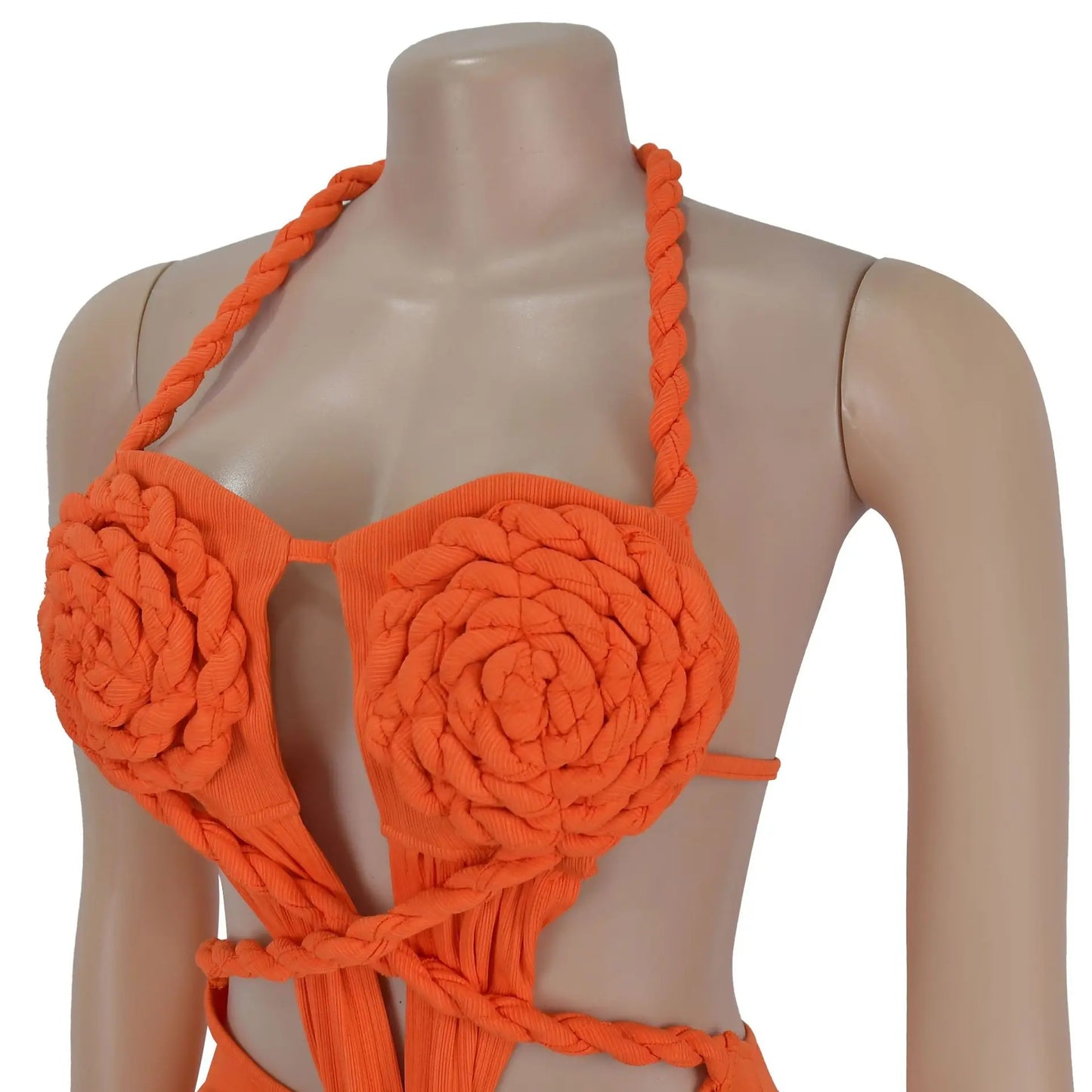 Women's Hollow Out Sleeveless Sexy Knitted Halter Neck Backless Solid Color Dress for Summer 2025