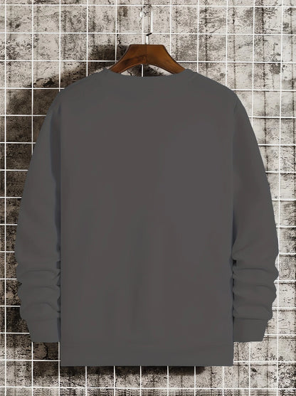 Men's autumn and winter fashionable casual loose freedom letter graphic printed long sleeved round neck sweatshirt