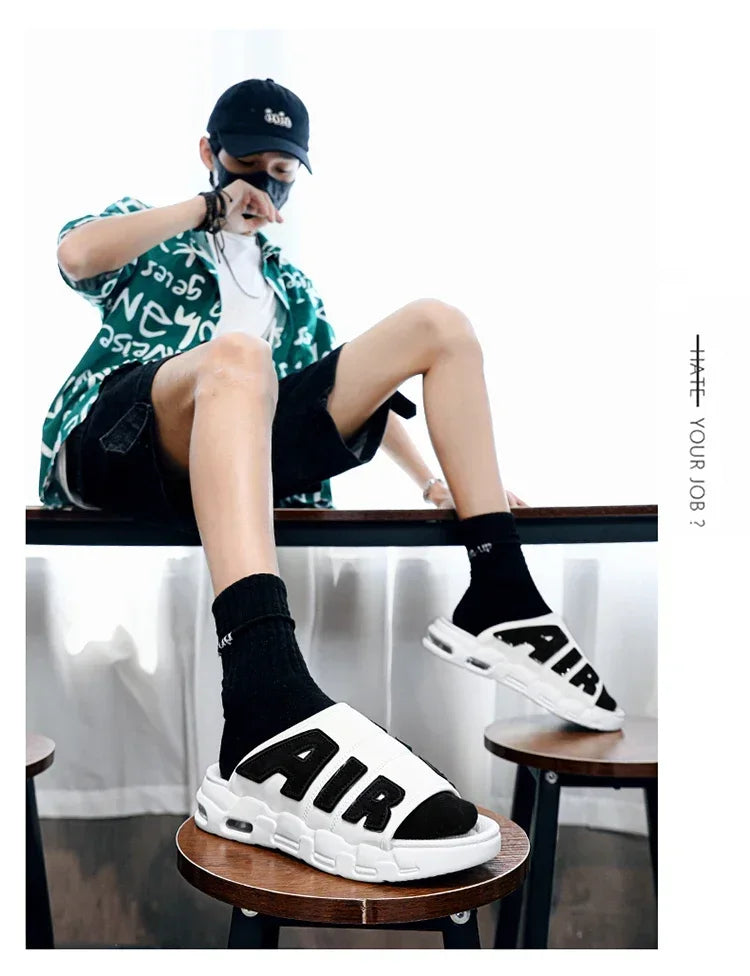 Men Air Cushion Design Slide Man Summer PVC Soft Non-slip Men's Sports Slippers New Slippers for Men Flip Flops Chanclas Hombre