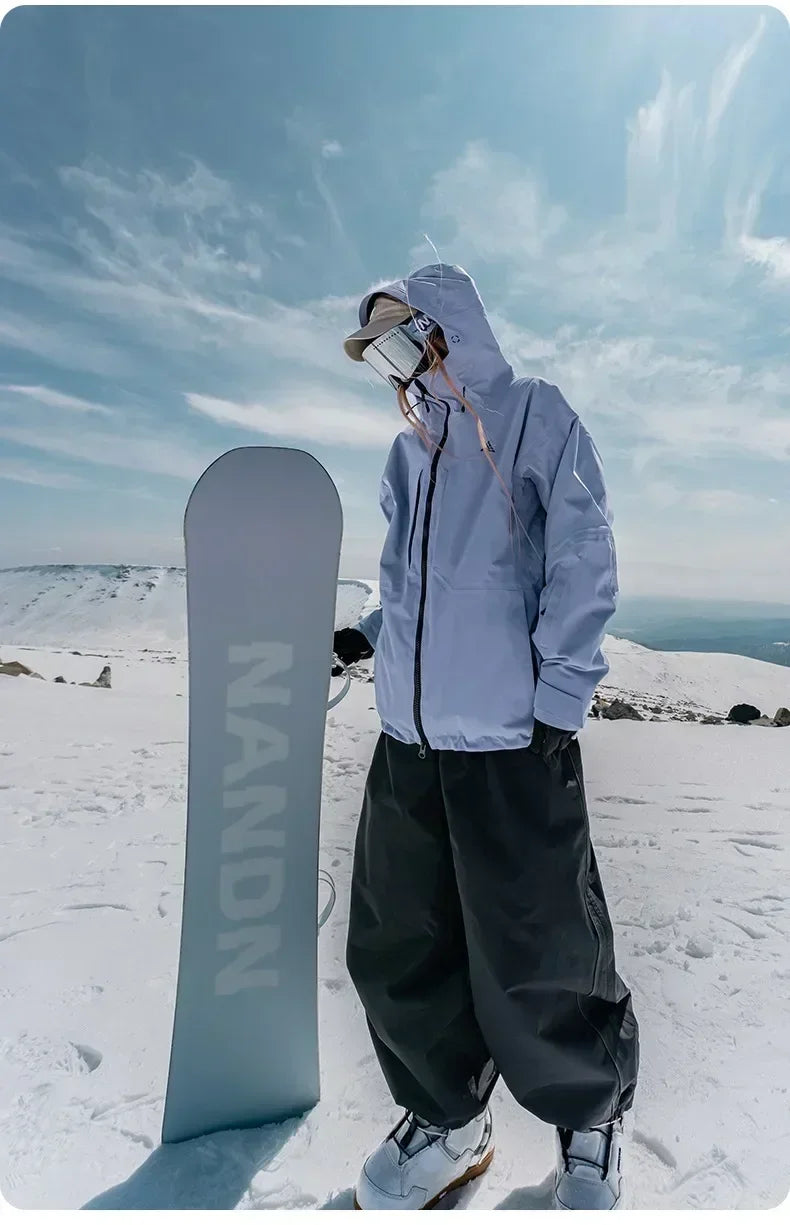 Men's Women's Single Board Ski Pants Waterproof Loose Fit Track Pants Wear Resistant Professional Double Board Snowboard Pants