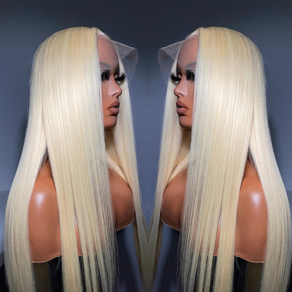 Blonde Long Straight Synthetic Wig Middle Part Women Daily 613 Blond Hair Lace Front Wigs Party Use Golden Blonde Straight Hair#