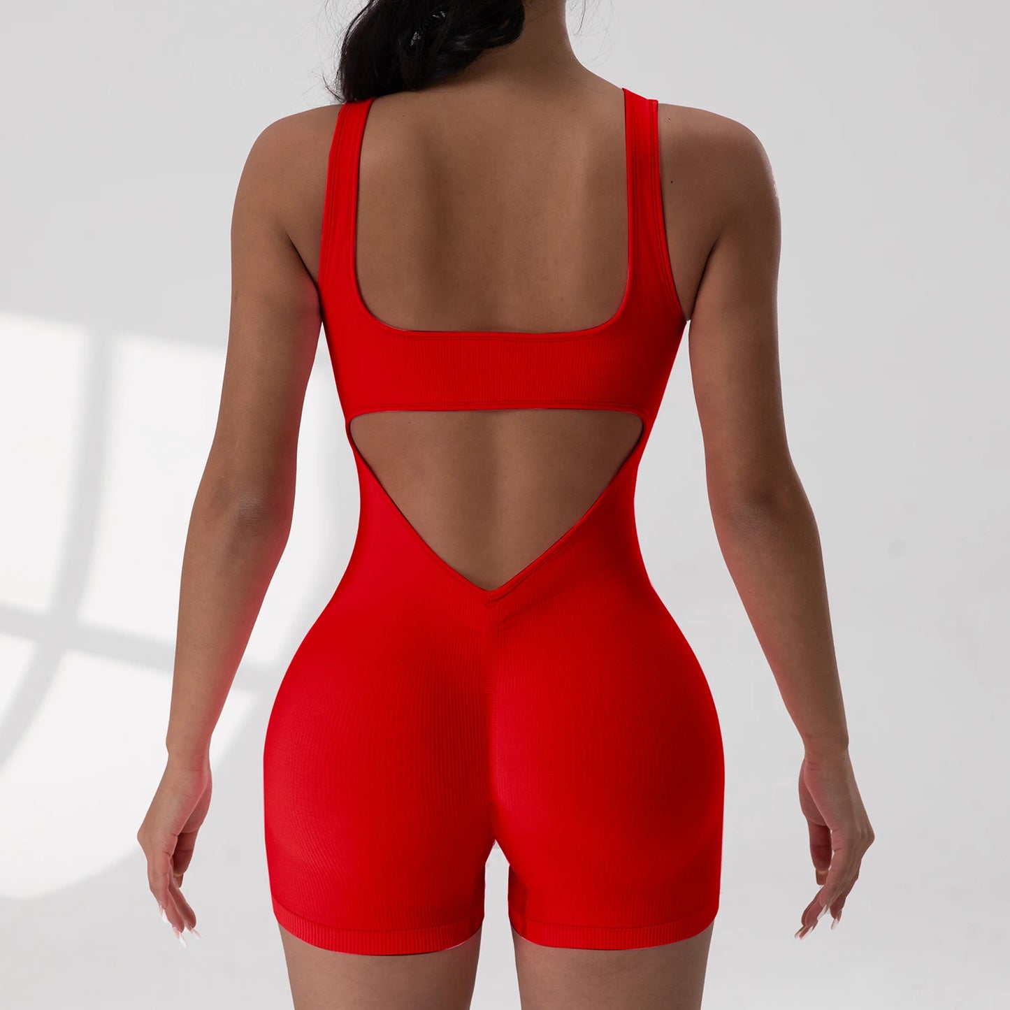 Sexy Backless Jumpsuits Women Sports Fitness Summer Fashion New Rompers Slim Casual Hollow Out Back Gym Bodysuit