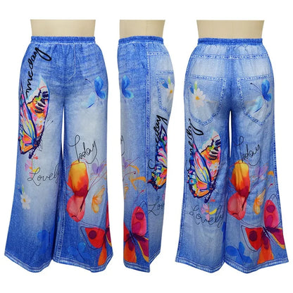 KEXU Women's Tie Dye Printed Wide Leg Casual Loose Long Pants Streetwear