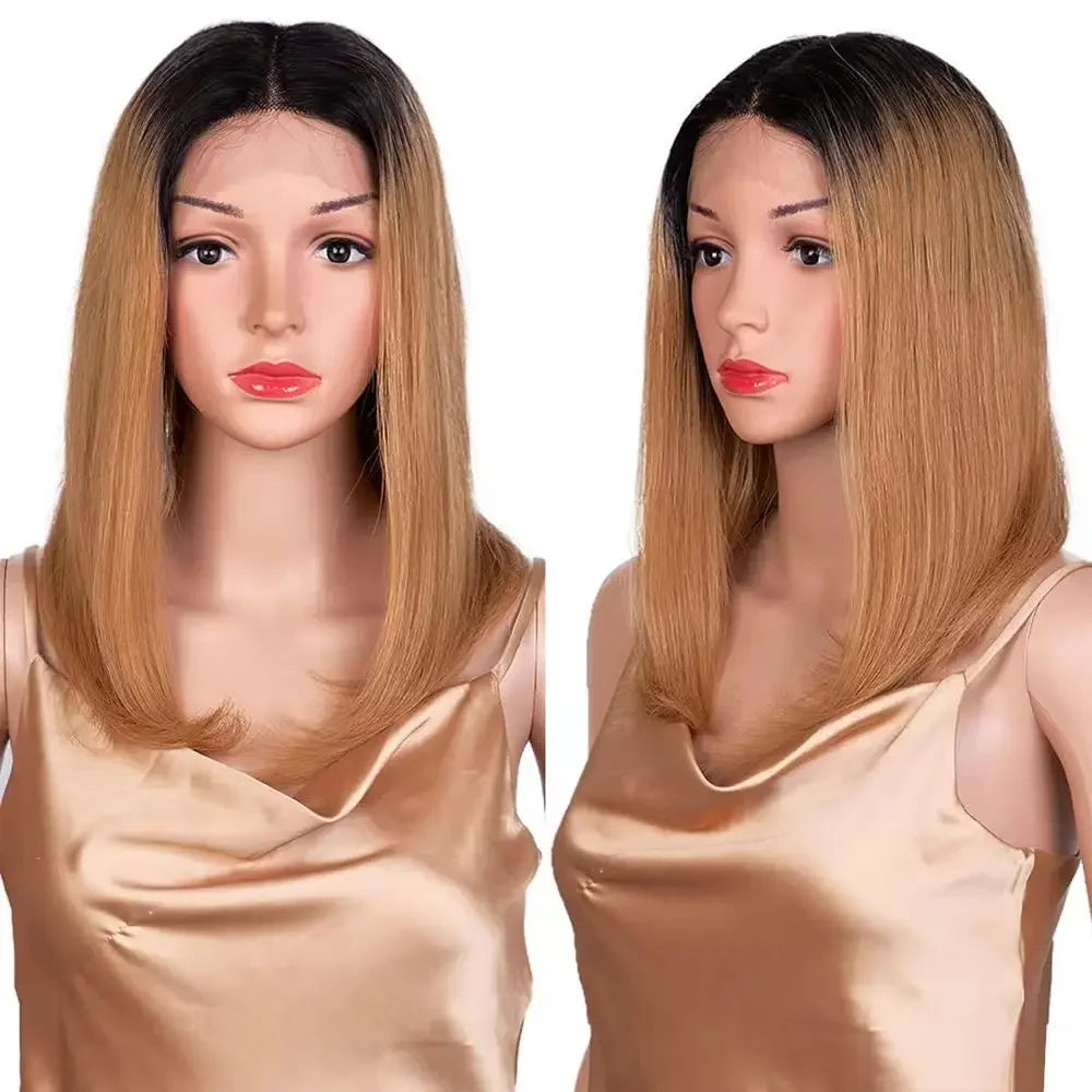 Glueless wigs Wear & Go Bob Highlight Wigs Piano Colored Straight Lace Bob For Women Brazilian Virgin Short Bob Lace Part Wigs