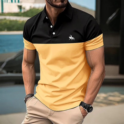 Summer men's short sleeved polo shirt business office lapel shirt Men's sports and casual top European and American plus size