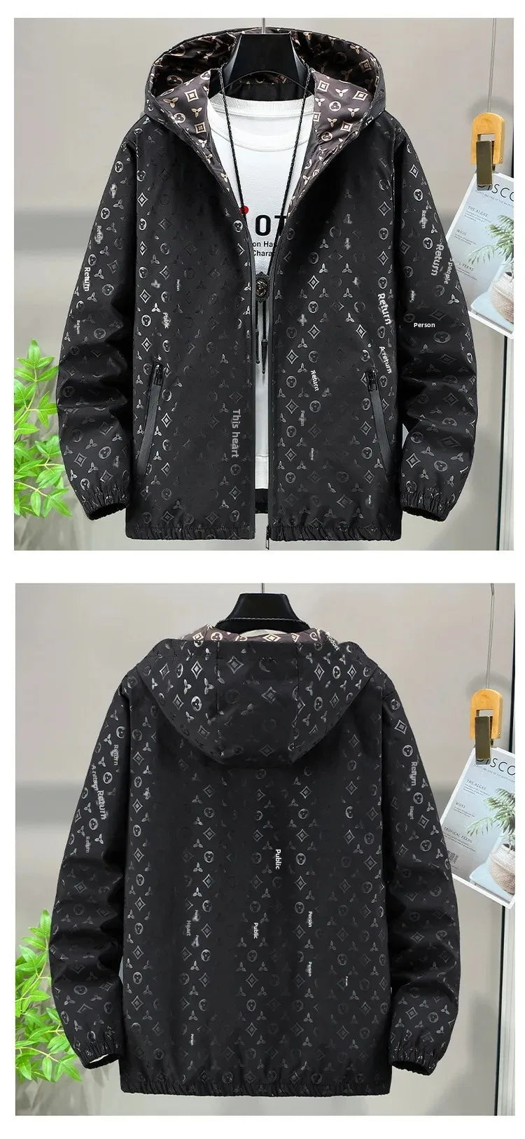 Spring 2025 Men's Thin Hooded Jacket Stylish Sun Protection Outerwear Youthful Male Casual Wear Comfortable Regular Length